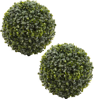 Everlands 2x stuks buxus bol kunstplanten - klein - D22 cm - groen - kunststof