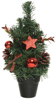 Everlands Compleet versierde miniboompjes rood 30 cm - Kunstkerstboom