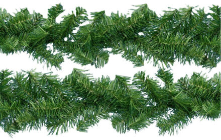 Everlands Dennenslinger/dennen guirlande - 2x - groen - 270 x 9,5 cm - PVC - 180 tips