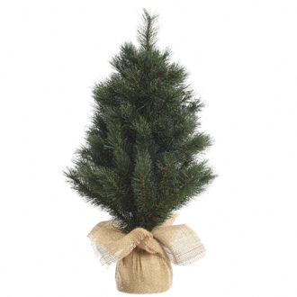 Everlands Groene kunst kerstboom 45 cm met jute zak/kluit