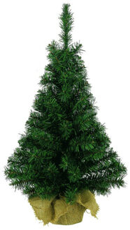 Everlands Groene kunst kerstboom 90 cm met jute zak/kluit