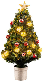 Everlands Kerstboom/kunst kerstboom met warm witte verlichting 90 cm