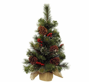 Everlands Kerstboom - kunst - mini - inclusief versiering - 60 cm Groen