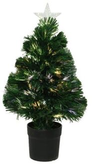 Everlands Kerstboom - kunststof - fiber optic - met licht - 60 cm Groen
