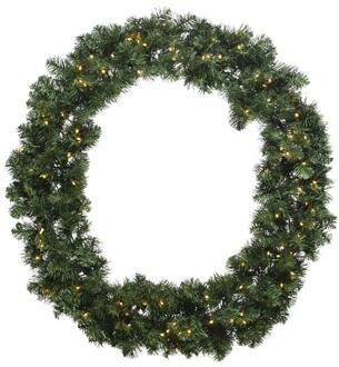 Everlands Kerstkrans - groen - warm wit verlichting - timer - 50 cm - Kerstkransen