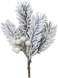 Everlands Kersttak/dennentak - groen - met sneeuw - 23 cm - kunststof - Decoratieve tak kerst