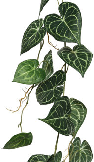 Everlands kunst hangplant klimop/hedera - 115 cm - groen - Kunstplanten