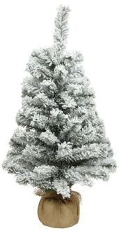 Everlands kunst kerstboom - 60 cm - sneeuw - kunstboom - Kunstkerstboom Groen