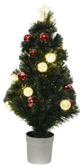 Everlands Kunst kerstboom - fiber - met verlichting - 90 cm - Kunstkerstboom Groen