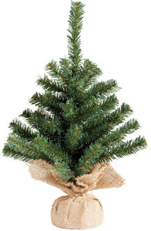 Everlands Kunst Kerstboom Groen In Jute Zak 45 Cm - Tafel Kerstbomen