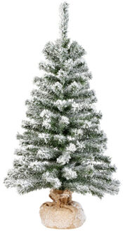 Everlands kunst kerstboom - H90 cm - met sneeuw - kunstboom - Kunstkerstboom Groen