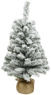 Everlands kunst kerstboom - H90 cm - met sneeuw - kunstboom - Kunstkerstboom Groen