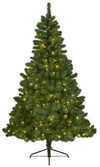 Everlands Kunst kerstboom - Imperial Pine - groen - H150 - met kerstverlichting - verlichte kunstboom