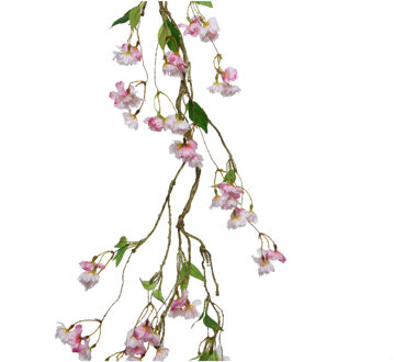 Everlands Kunstbloem/bloesem takken slinger - lichtroze - 130 cm