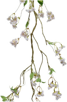 Everlands Kunstbloem/bloesem takken slinger - wit/roze - 130 cm