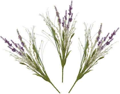 Everlands Kunstbloemen boeket lavendel - 5x stelen - kunststof - lila paars - 4 x 13 x H75 cm