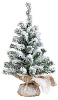 Everlands Kunstboom/kunst kerstboom groen met sneeuw 45 cm - Kunstkerstboom