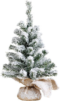 Everlands Kunstboom/kunst kerstboom groen met sneeuw 45 cm
