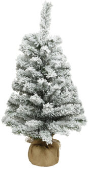 Everlands Kunstboom/kunst kerstboom met sneeuw 75 cm kerstversiering Groen