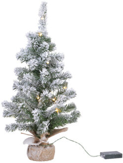 Everlands Kunstboom/kunst kerstboom met sneeuw en licht 60 cm