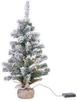 Everlands Kunstboom/kunst kerstboom met sneeuw en licht 75 cm - Kunstkerstboom Groen