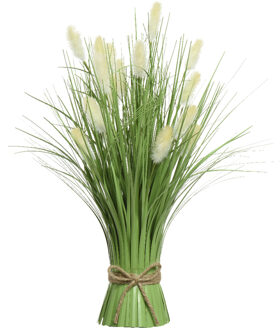Everlands Kunstplant rietgras/pluimgras - groen - 16 x 40 cm