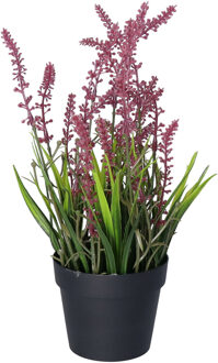 Everlands Lavendel kunstplant in pot - fuchsia paars - D15 x H30 cm