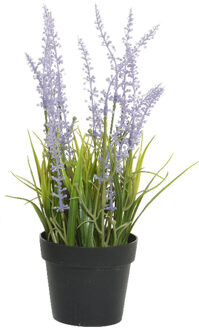 Everlands Lavendel kunstplant in pot - lila paars - D15 x H30 cm - Kunstplanten