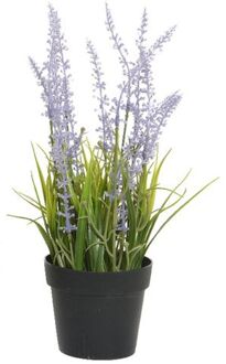 Everlands Lavendel kunstplant in pot - lila paars - D15 x H30 cm - Kunstplanten