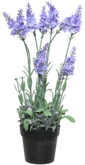 Everlands Lavendel kunstplant in pot - lila paars - D18 x H38 cm - Kunstplanten