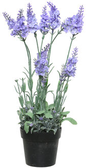 Everlands Lavendel kunstplant in pot - lila paars - D18 x H38 cm