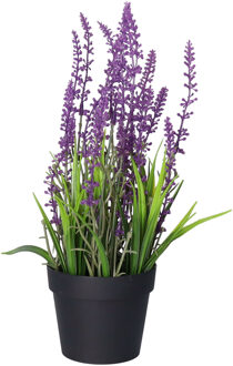 Everlands Lavendel kunstplant - in pot - paars - D15 x H30 cm