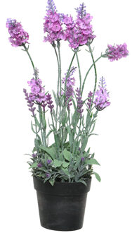 Everlands Lavendel kunstplant in pot - roze paars - D18 x H38 cm