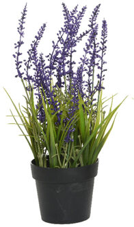 Everlands Lavendel - kunstplant in pot - violet paars - D15 x H30 cm - Kunstplanten