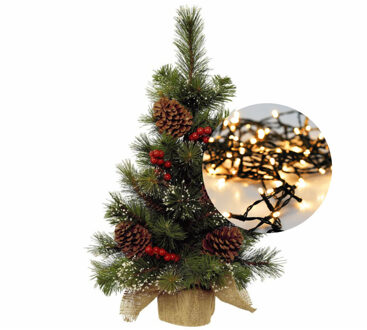 Everlands Mini kerstboom 45 cm - met decoratie en verlichting warm wit 300 cm - 40 leds