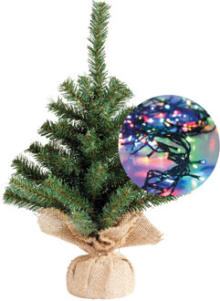 Everlands Mini kerstboom 45 cm - met kerstverlichting gekleurd 300 cm - 40 leds - Kunstkerstboom Multikleur