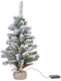 Everlands mini kerstboom - 45 cm - met sneeuw en kerstverlichting - kunstboom