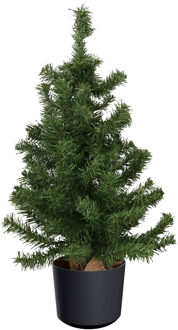 Everlands Mini kerstboom groen - in kunststof pot antraciet grijs - 75 cm - kunstboom