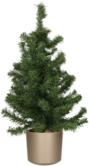 Everlands Mini kerstboom groen - in kunststof pot grijs - 75 cm - kunstboom