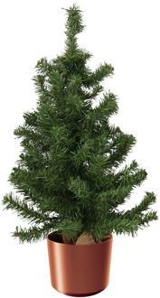 Everlands Mini kerstboom groen - in kunststof pot koper - 75 cm - kunstboom