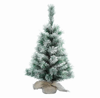 Everlands Mini kerstboom/kunstboom - 35 cm - met sneeuw - kunstboompjes
