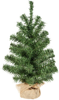 Everlands Mini kerstboom/kunstboom - groen - 45 cm - in jute zak