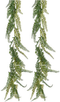Everlands Planten slinger - 2x - varen - kunstplant - groen - 180 cm