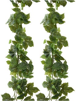 Everlands Planten slinger - 2x - wijnstok - kunstplant - groen - 175 cm - wijnrank