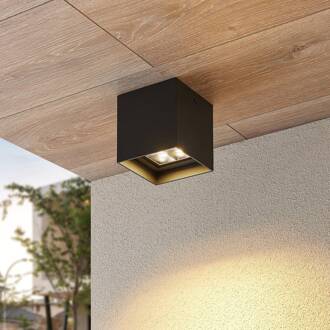 Eveta LED plafondlamp, 10 cm, antraciet, aluminium, IP65