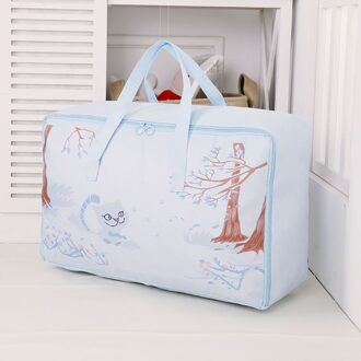 Evich Handvat Quilt Organizer Draagbare Kleding Opbergtas Gedrukt Stroage Tas Opvouwbare Closet Organizer Voor Househould Item JK025 blauw / 55x33x20cm