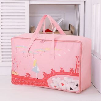 Evich Handvat Quilt Organizer Draagbare Kleding Opbergtas Gedrukt Stroage Tas Opvouwbare Closet Organizer Voor Househould Item JK025 roze / 55x33x20cm