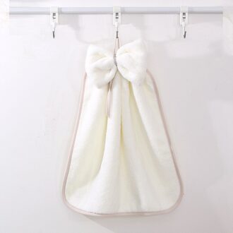 Evich Koraal Fluwelen Strik Leuke Opknoping Handdoek Wateropname Keuken Handdoek Effen Badkamer Handdoek JF052 Beige