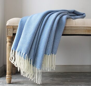 Evich Sofa Deken Zand Haar Handdoek Decoratieve Visgraat Patroon Handdoek Europese En Amerikaanse Geweven Deken JF085 blauw