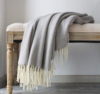 Evich Sofa Deken Zand Haar Handdoek Decoratieve Visgraat Patroon Handdoek Europese En Amerikaanse Geweven Deken JF085 grijs